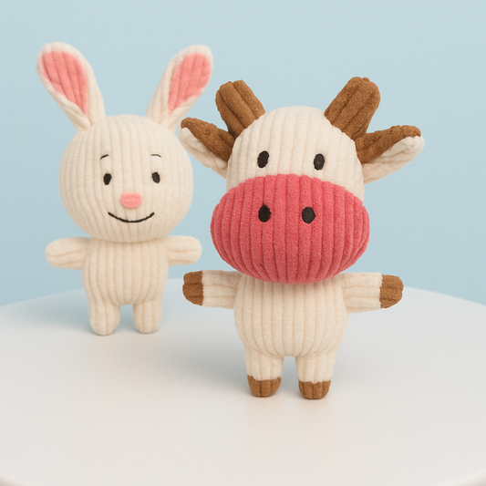 SqueakPals: Plush Animal Toy Trio – Cow, Pig & Elephant